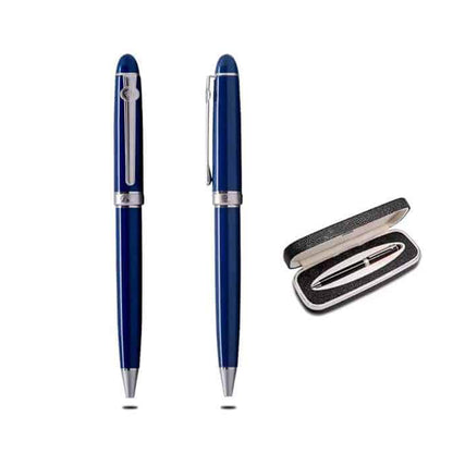 Blue Metal Pen with Silver Trimmings