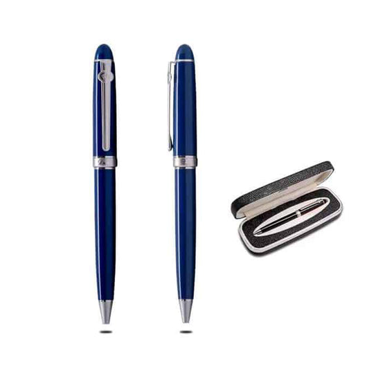 Blue Metal Pen with Silver Trimmings