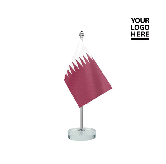 Qatar Table Flag with Glass Base