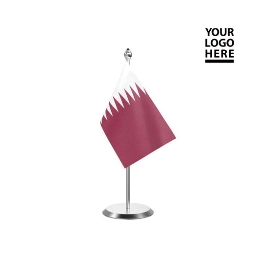 Qatar Table Flag with Metal Base