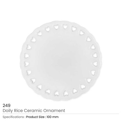 Doily Rice Heart Design Ceramic Ornaments