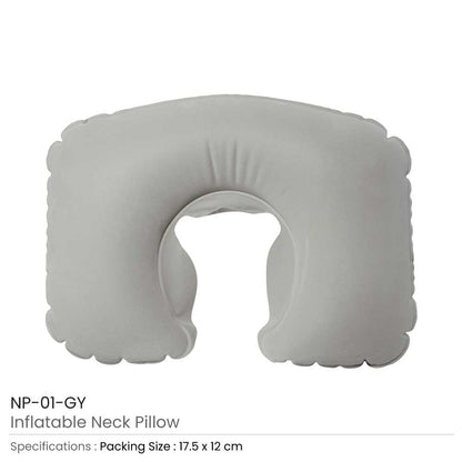 Inflatable Neck Pillow with Pouch – Grey