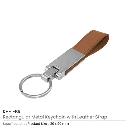 Metal Key Chains with Leather Strap