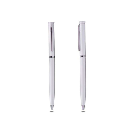 Thin Metal Pen with Chrome Ring