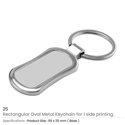 Rectangular Oval Metal Keychains