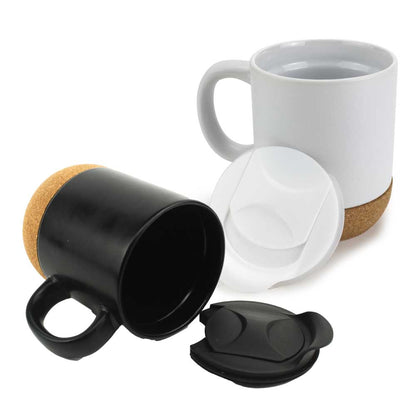 Ceramic Mugs with Cork Base and Lid