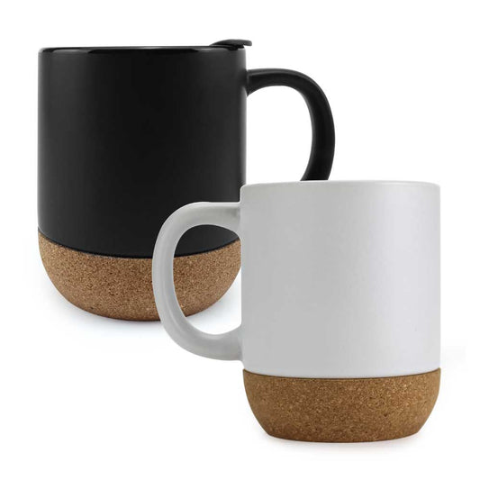 Ceramic Mugs with Cork Base and Lid