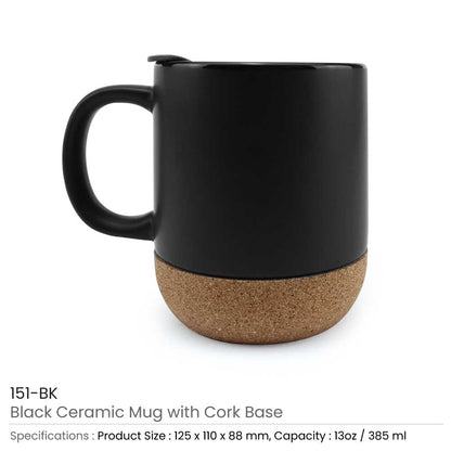 Ceramic Mugs with Cork Base and Lid