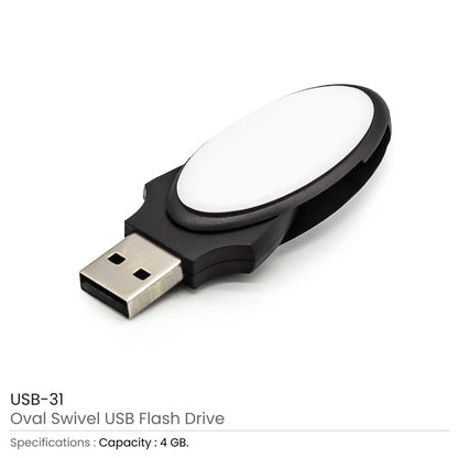 Oval Swivel 4GB USB Flash Drives