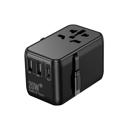 Travel Adaptor with Built in USB-C Cable