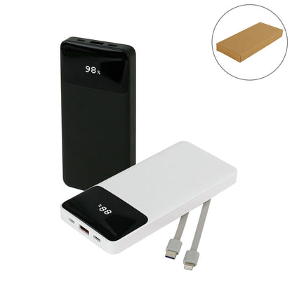 10,000 mAh Powerbank with LED Screen & Built-in Type-C Cable