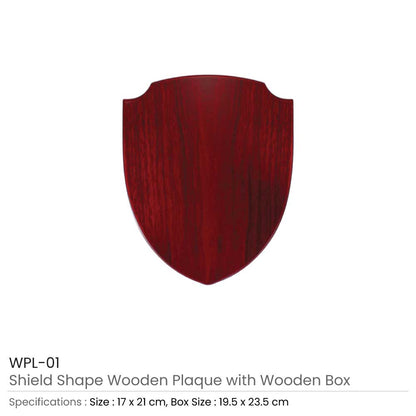 Shield Shaped Wooden Plaque with Box & Golden Aluminium Plate