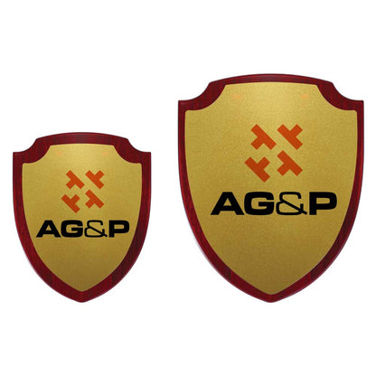Shield Shaped Wooden Plaque with Box & Golden Aluminium Plate