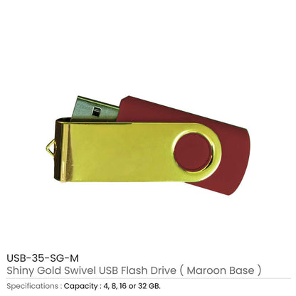Shiny Gold Swivel USB Flash Drives