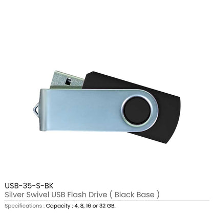 Silver Swivel USB Flash Drives