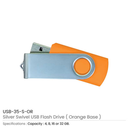 Silver Swivel USB Flash Drives