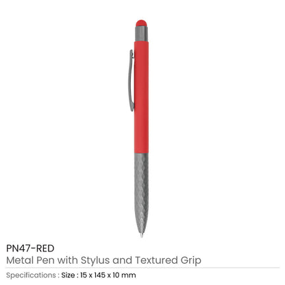 Stylus Metal Pens with Textured Grip