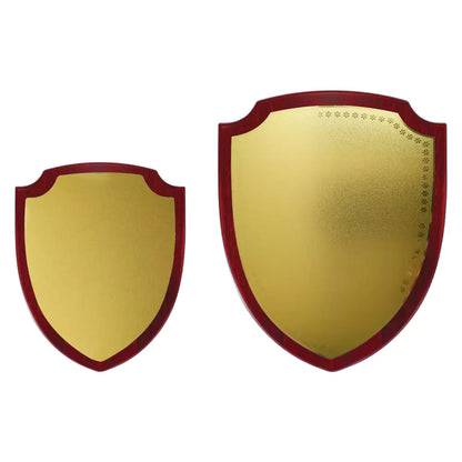 Shield Shaped Wooden Plaques with Golden Aluminium Plate