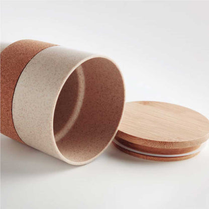Wheat Straw Cups with Bamboo Lid and Cork Grip
