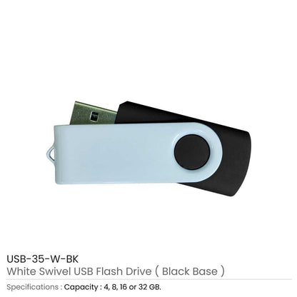 White Swivel USB Flash Drives