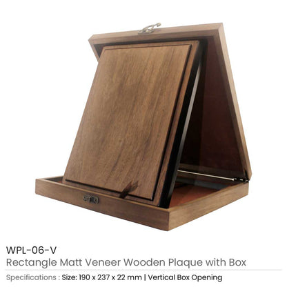 Vertical Matt Veneer Wooden Plaque with Box