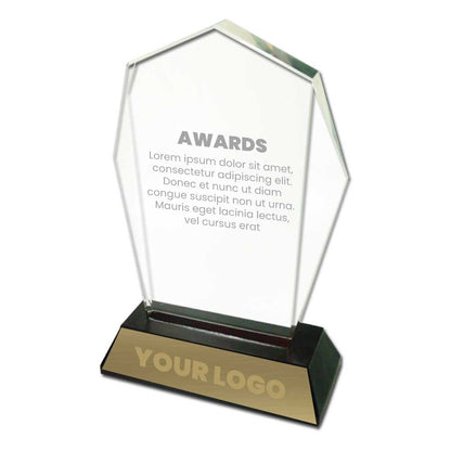 Crystal Award with Black Base in Wooden Box