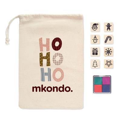 8 wooden Christmas stamps set