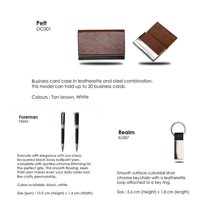 Cardcase set With Business card case, Triangle body Ball point pen & Metal keychain