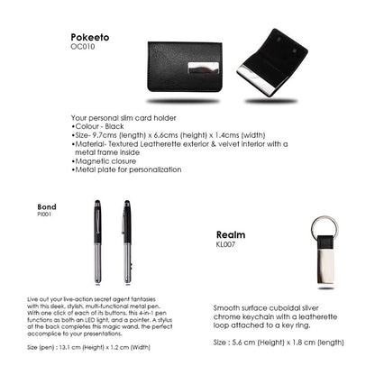 Gift set With Leatherette Card case, Multi-functional metal pen & Keychain